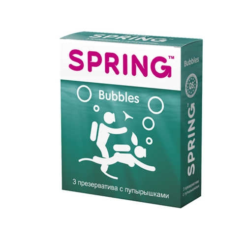 Презервативы "Spring Bubbles" с точечной поверхностью, 3шт 
