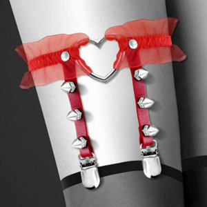 Гартер с сердцем и шипами &quot;Bijoux&quot; красный