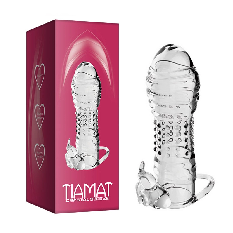 Насадка с вибрацией и кольцом под мошонку &quot;Tiamat&quot; прозрачная 