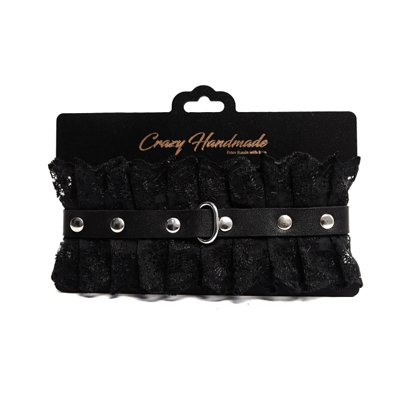 Ошейник "Crazy Hadmade" черное кружево 